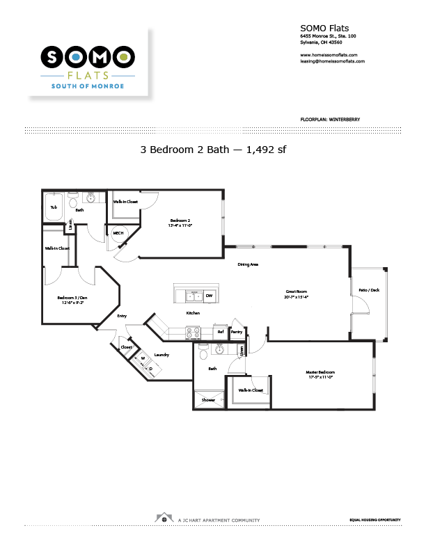 Winterberry 3 Bedroom Apartments in Sylvania | SOMO Flats