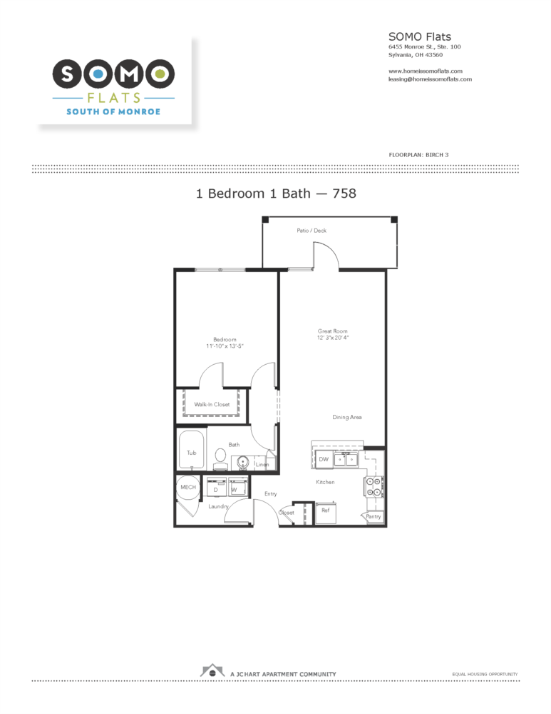 Birch 3 1 Bedroom Apartments in Sylvania | SOMO Flats